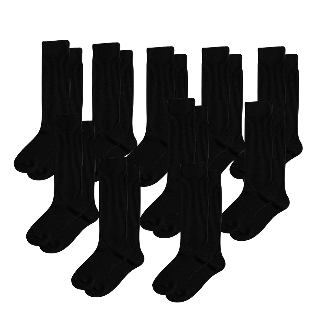 10-Pack Padded Extra-Stretch Crew Socks - Black