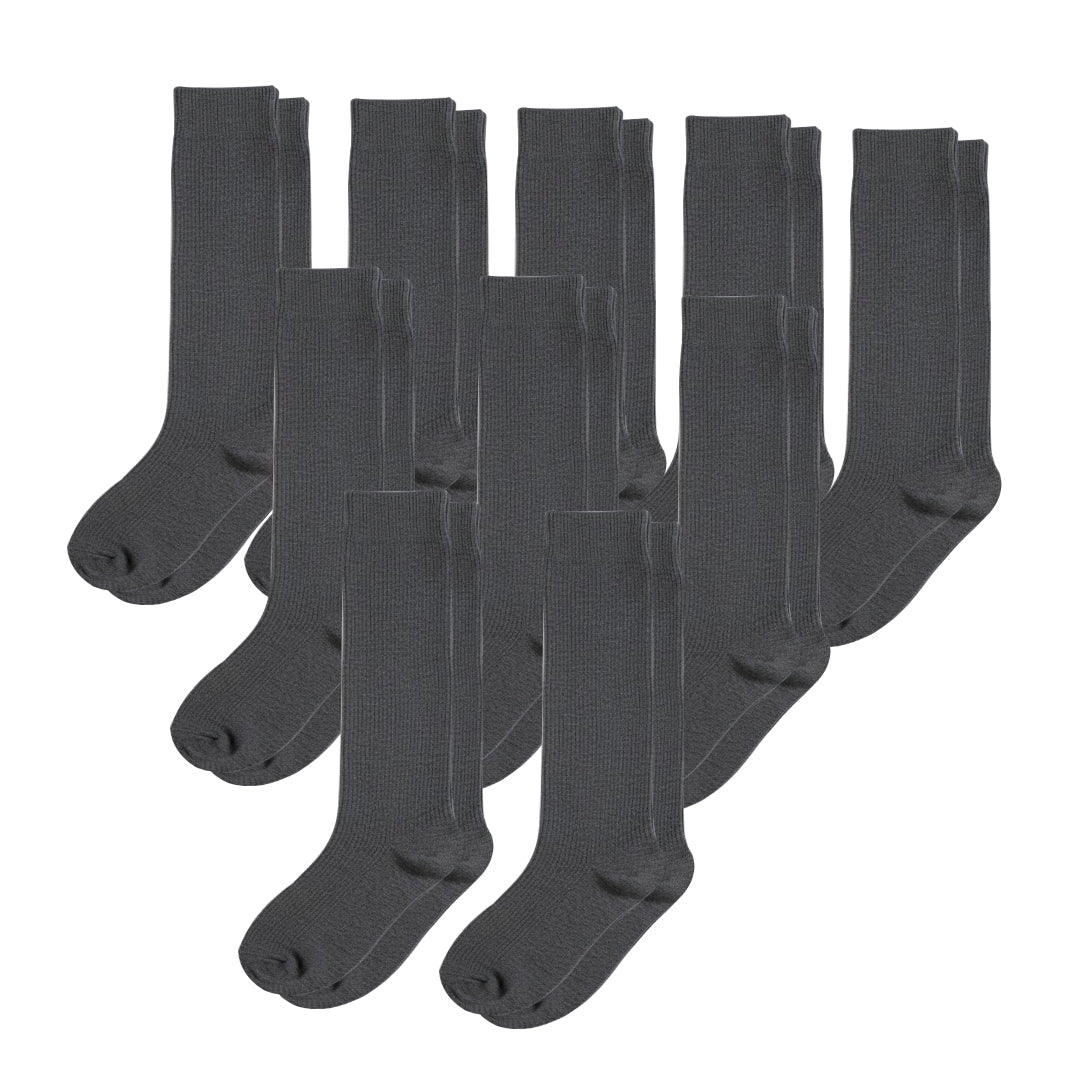 10-Pack Padded Extra-Stretch Crew Socks - Grey