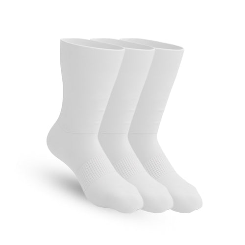 3 - Pack Padded Stretch Diabetic Crew Socks - White - ComfortWear