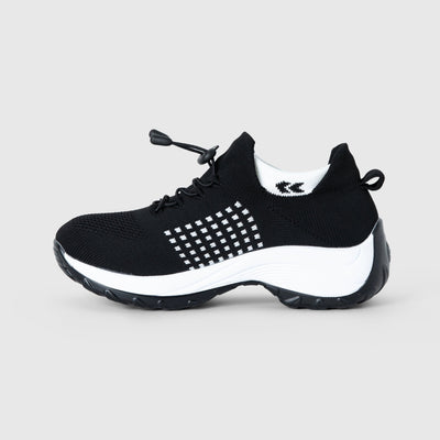 Ortho Stretch Cushion Shoes - Black White - ComfortWear