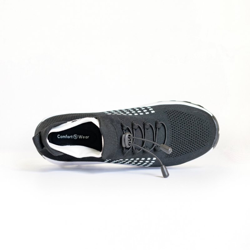 Ortho Stretch Cushion Shoes - Black White - ComfortWear