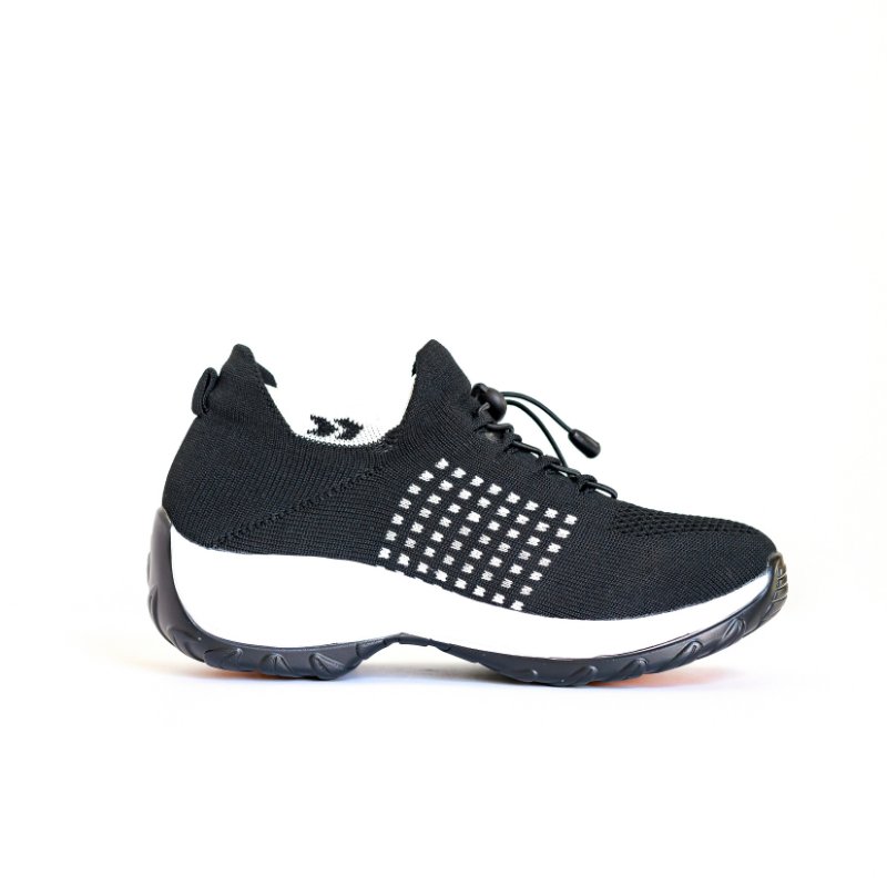 Ortho Stretch Cushion Shoes - Black White - ComfortWear