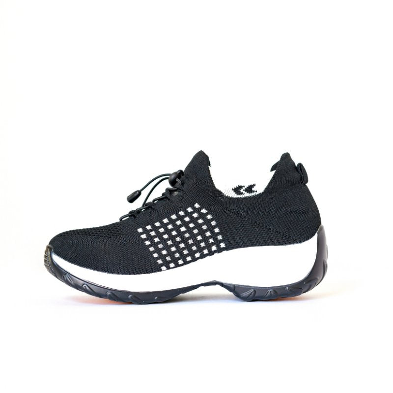 Ortho Stretch Cushion Shoes - Black White - ComfortWear