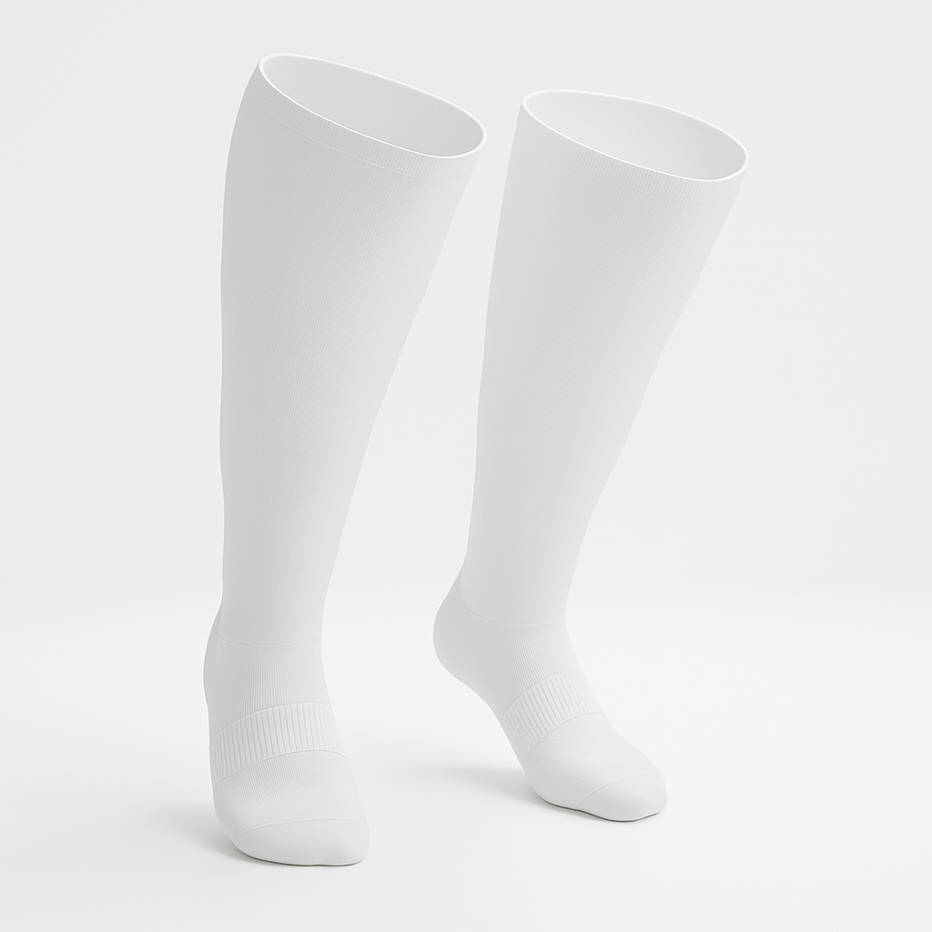 Padded Stretch Diabetic Knee Socks - White - ComfortWear