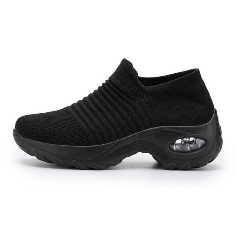 Breathable No-Tie Stretch Shoes - Midnight Black - ComfortWear Store