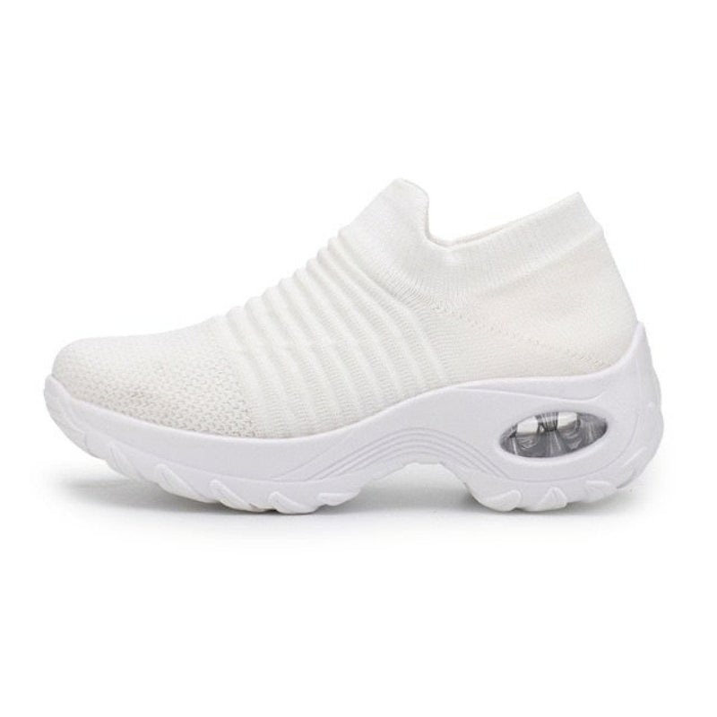 Breathable No-Tie Stretch Shoes - White - ComfortWear