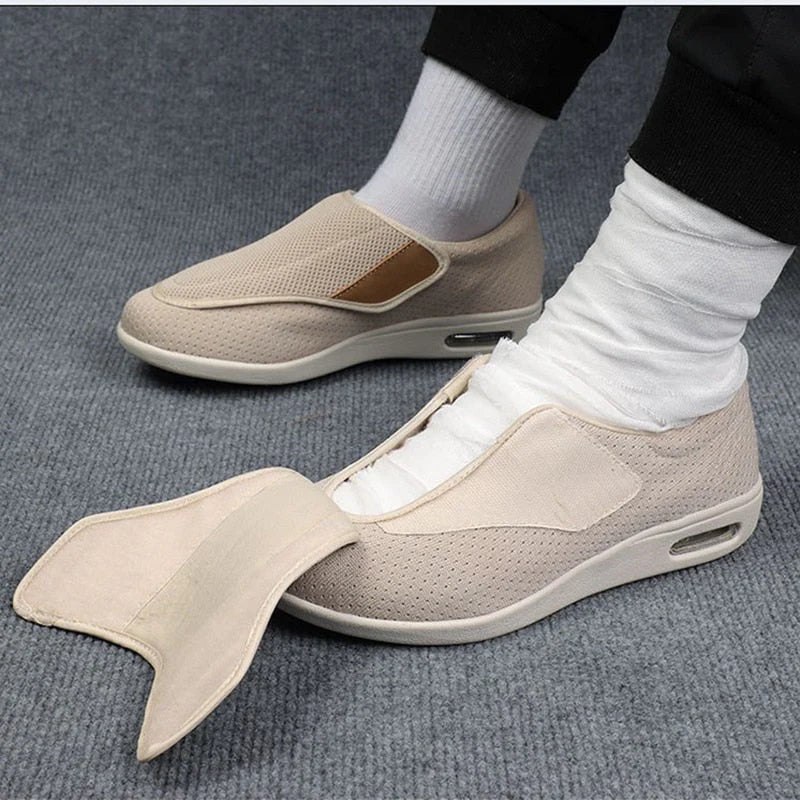 Chloe Stretch No-Tie Wide Shoes w/ Adjustable Closure - Beige - ComfortWear Store