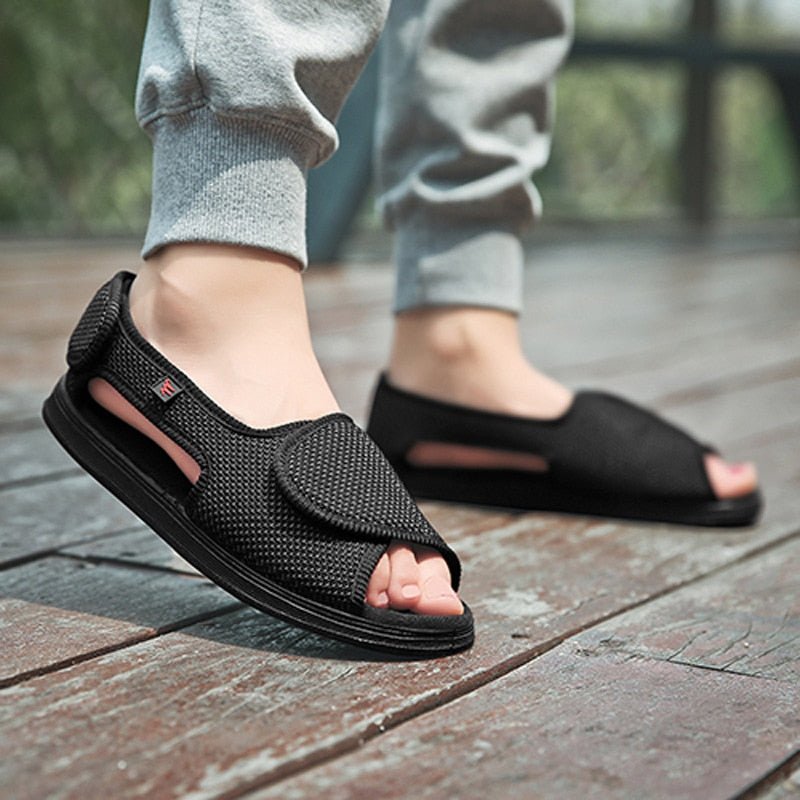 Coles Diabetic Wide Feet Sandals - Black - ComfortWear Store