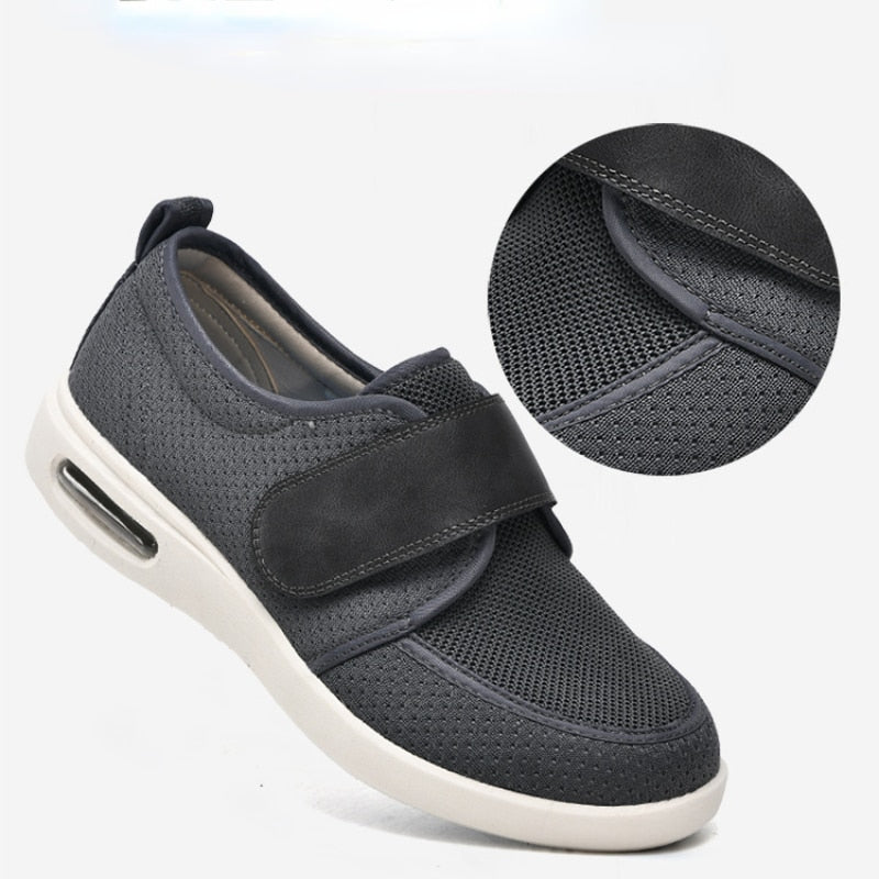 Kloud Stretch No-Tie Wide Shoes w/ Adjustable Closure - Dark Gray - ComfortWear Store
