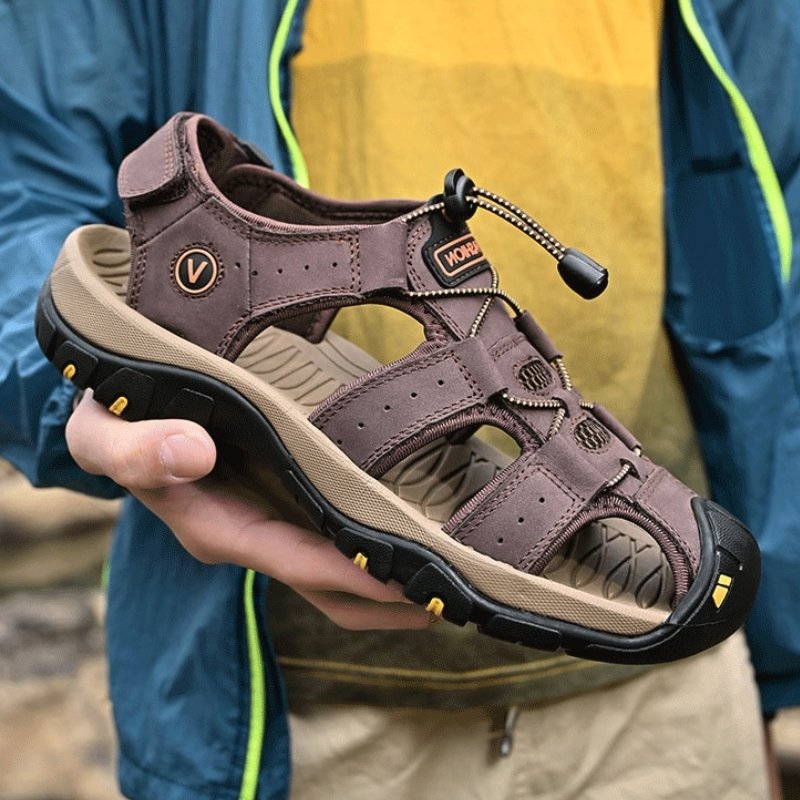 Men's High-Altitude Ortho Heel Strap Sandals - Coffee - ComfortWear Store