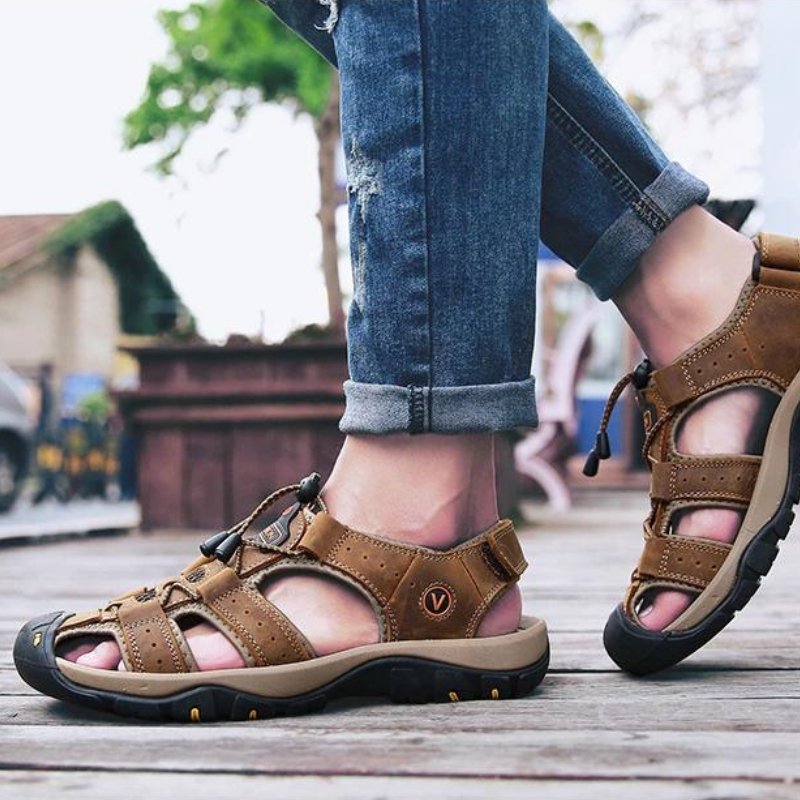 Men's High-Altitude Ortho Heel Strap Sandals - Espresso - ComfortWear Store