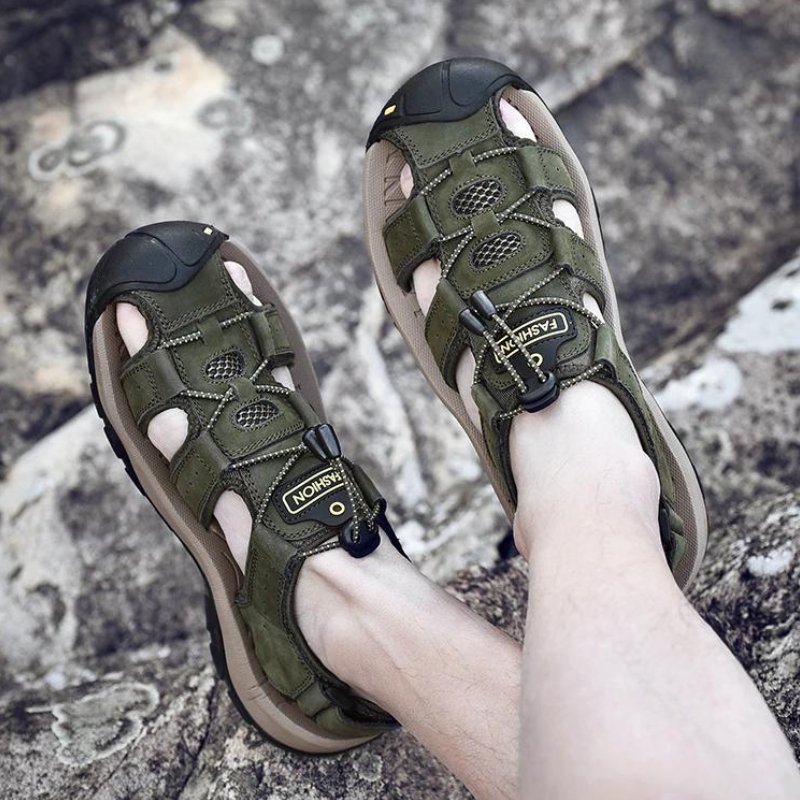 Men's High-Altitude Ortho Heel Strap Sandals - Green - ComfortWear Store