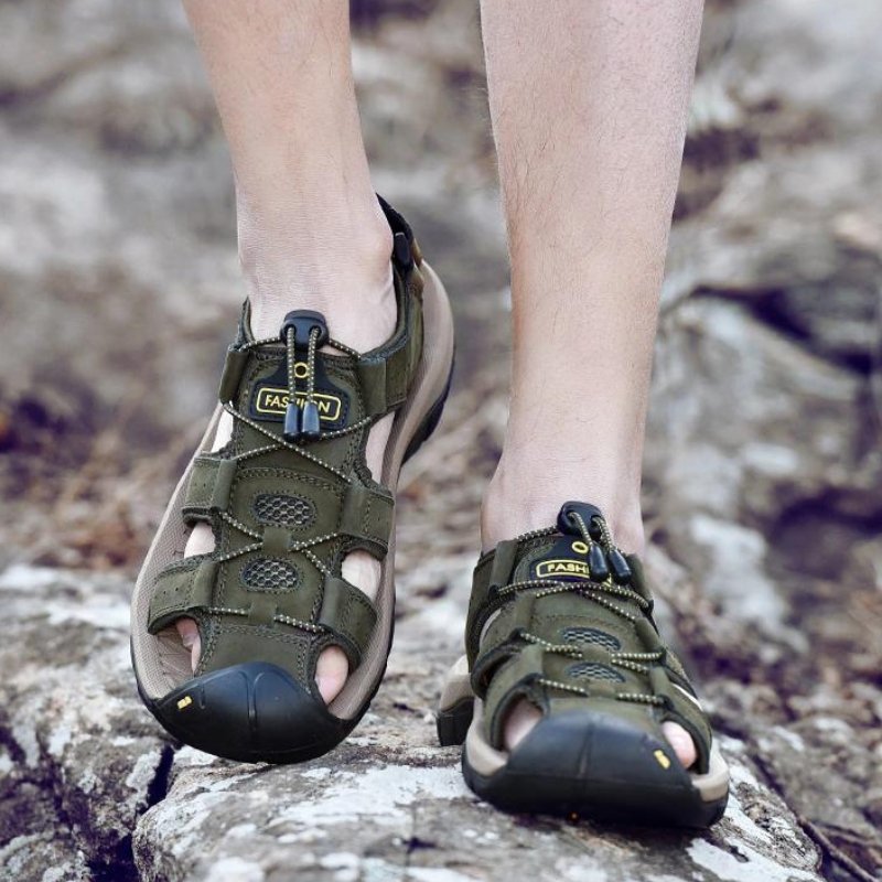 Men's High-Altitude Ortho Heel Strap Sandals - Green - ComfortWear Store