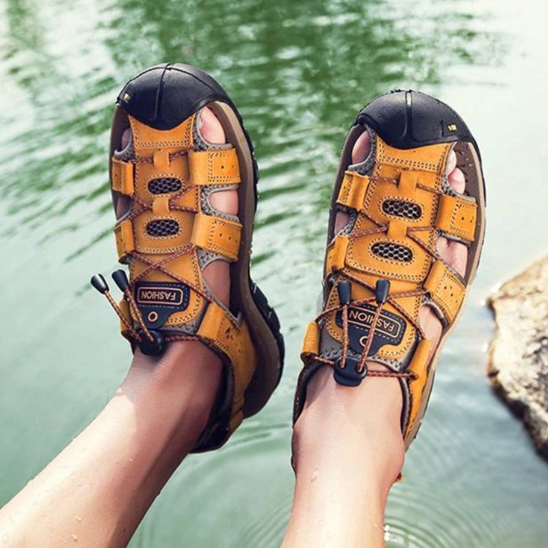 Men's High-Altitude Ortho Heel Strap Sandals - Yellow - ComfortWear Store
