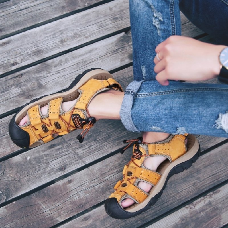 Men's High-Altitude Ortho Heel Strap Sandals - Yellow - ComfortWear Store