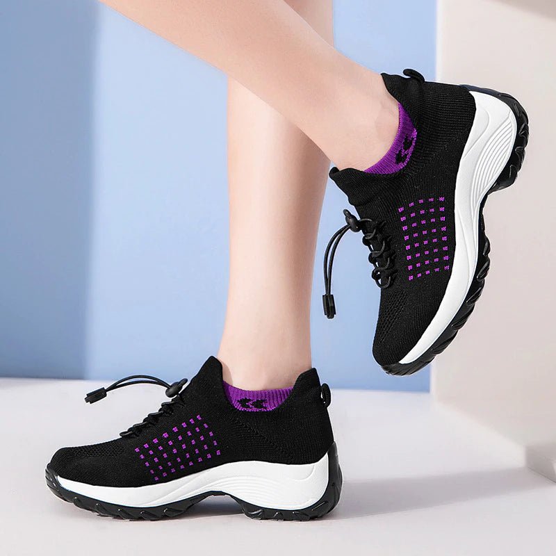 Non-Slip Healthcare Worker Ortho Stretch Cushion Shoes - Black Purple - ComfortWear Store