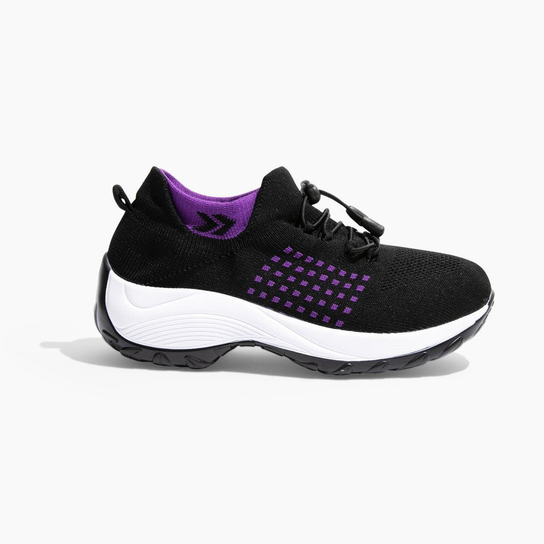 Non-Slip Healthcare Worker Ortho Stretch Cushion Shoes - Black Purple - ComfortWear