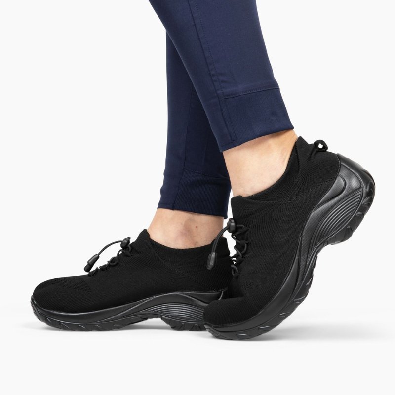 Non-Slip Healthcare Worker Ortho Stretch Cushion Shoes - Midnight Black - ComfortWear Store