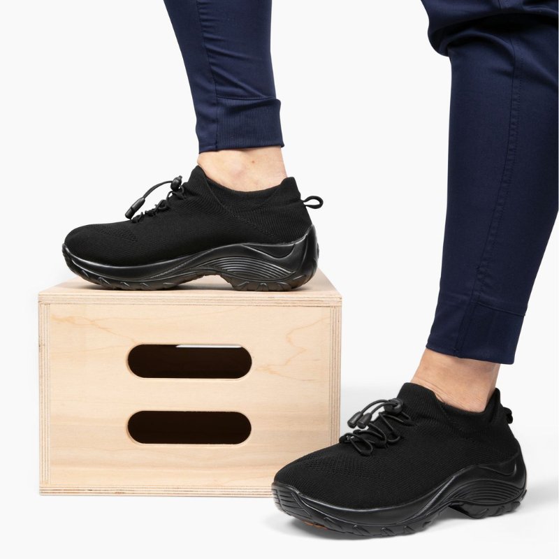 Non-Slip Healthcare Worker Ortho Stretch Cushion Shoes - Midnight Black - ComfortWear Store