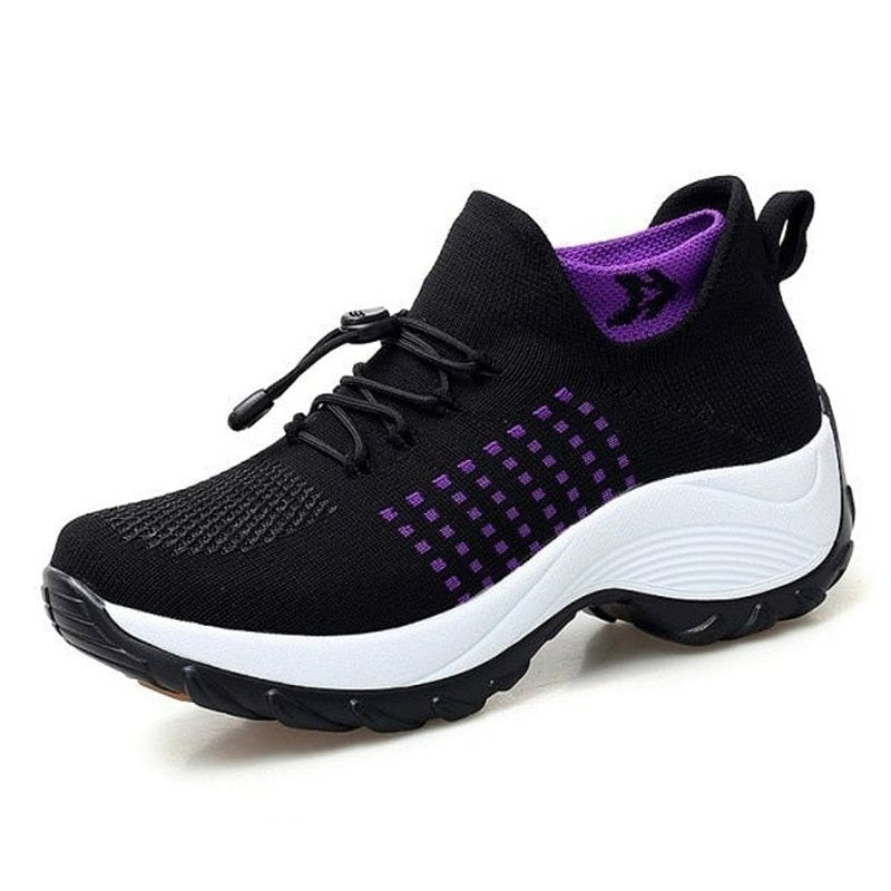 Ortho Stretch Cushion Shoes - Black Purple - ComfortWear