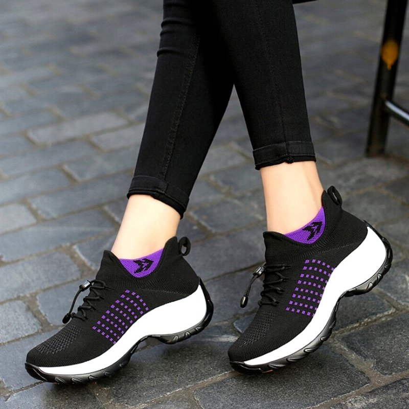 Ortho Stretch Cushion Shoes - Black Purple - ComfortWear Store