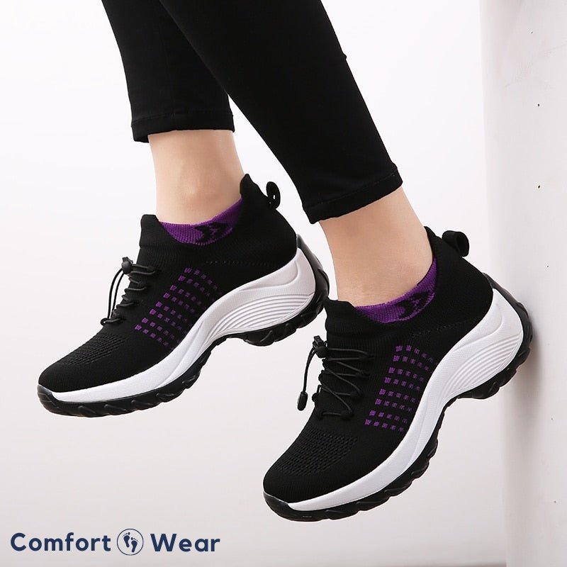 Ortho Stretch Cushion Shoes - Black Purple - ComfortWear