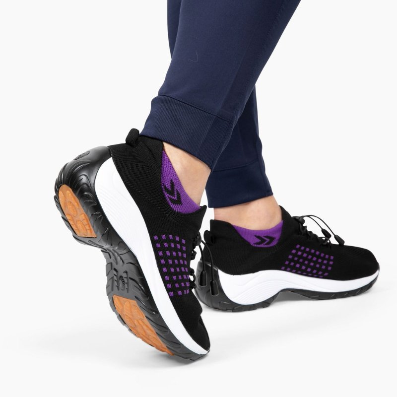 Ortho Stretch Cushion Shoes - Black Purple - ComfortWear Store