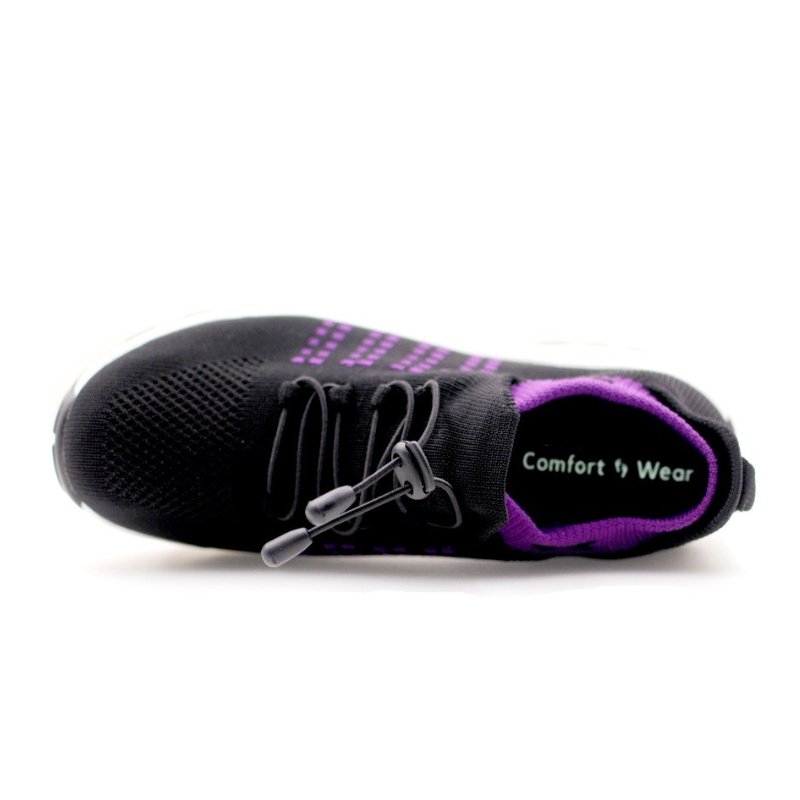 Ortho Stretch Cushion Shoes - Black Purple - ComfortWear