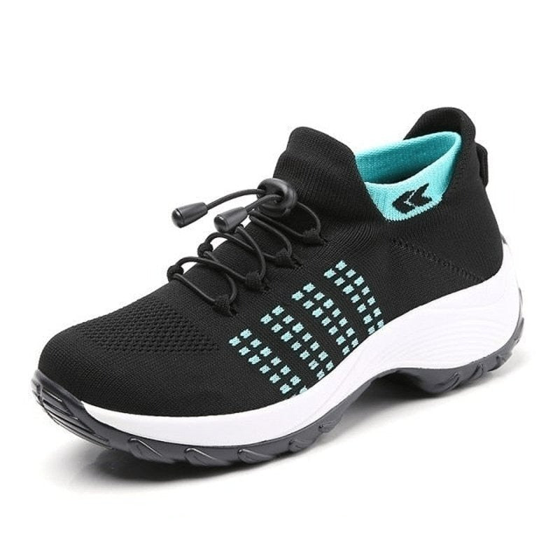 Ortho Stretch Cushion Shoes - Black Sky Blue - ComfortWear