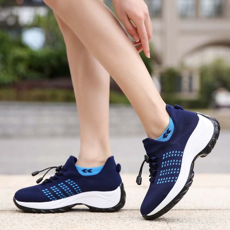 Ortho Stretch Cushion Shoes - White Blue - ComfortWear Store